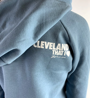 Women's Blue Cleveland Script Icons Hooded Sweatshirt